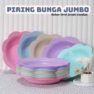 PIRING MAKAN PLASTIK Daimeter 26cm JUMBO MODEL BUNGA PIRING Bahan Serat JERAMI GANDUM CANTIK FOOD GRADE