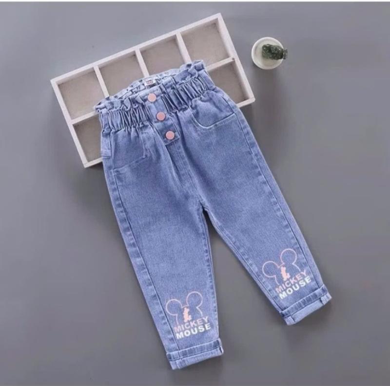 Quần jean quần bò co giãn mềm bé gái cạp cao (14-26kg) 2