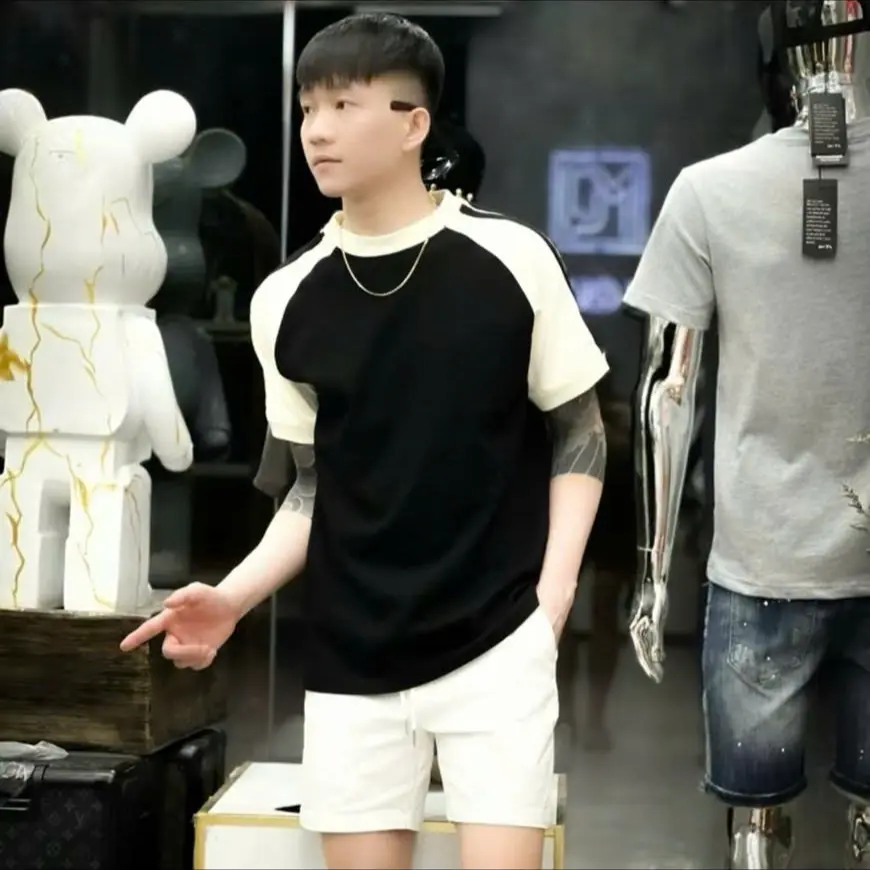 ÁO thun nam cổ tròn tay ngắn cotton xịn, tay áo phôi màu Menswear Unisex