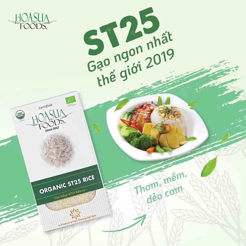 Gạo trắng hữu cơ Organic ST25 Hoa Sữa Foods - Gạo trắng hữu cơ Japonica 1kg thơm ngon cho bé tập ăn dặm 0