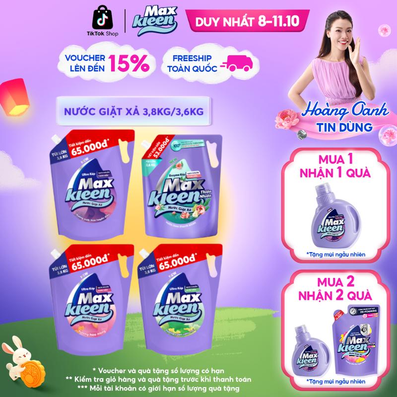 Túi Nước Giặt Xả Làm Sạch MaxKleen 3.8kg/ 3.6kg (Huyền Diệu/ Hoa Nắng/ Vườn Sớm Mai/ Thiên Nhiên)