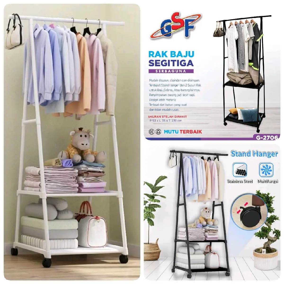 Triangle Stand Hanger/ Rak Baju Segitiga Serbaguna GSF G-2706