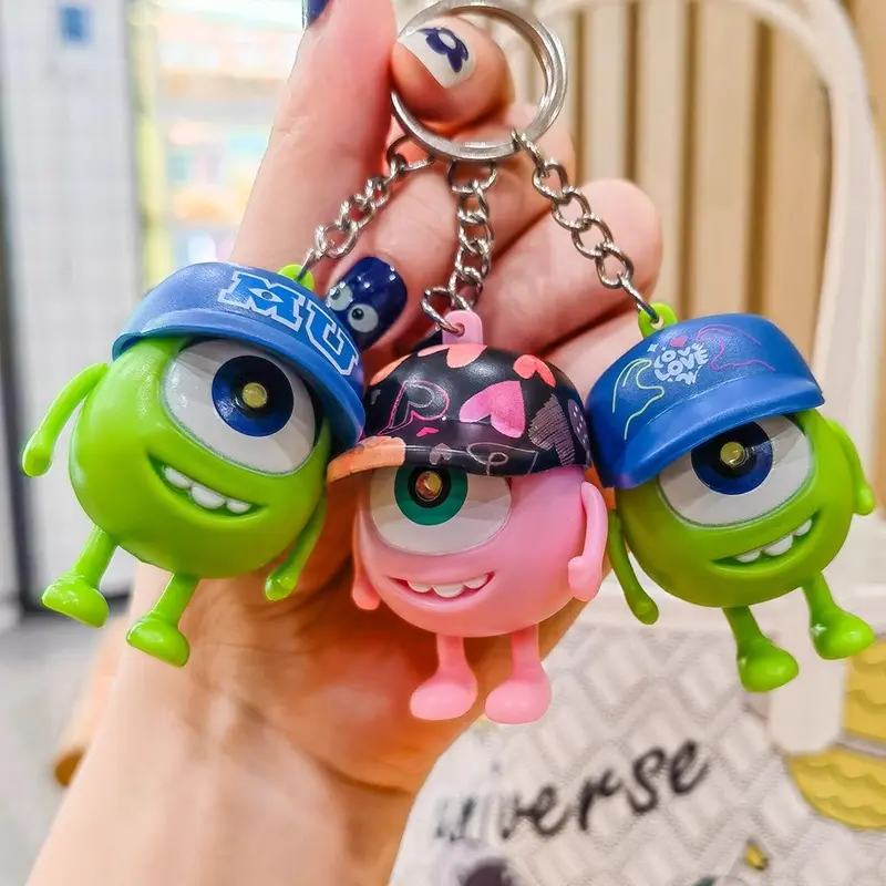 [Versi audio]LED I love you Mike Gantungan Kunci Key Chain Lucu glitter kunci mobil   ​​​​Mainan Disney Monster Inc Lampu Led Bersuara Berbunyi  / Monster Inc Mike James/MichaelWazowski 4