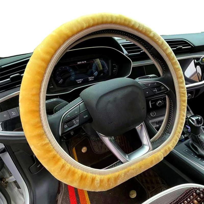 Product Introduction of High Quality Warm Car Steering Wheel Cover Gearshift Handbrake Cover Plush Thick Black Protector Super Women Decoration Soft Pink Man 18
