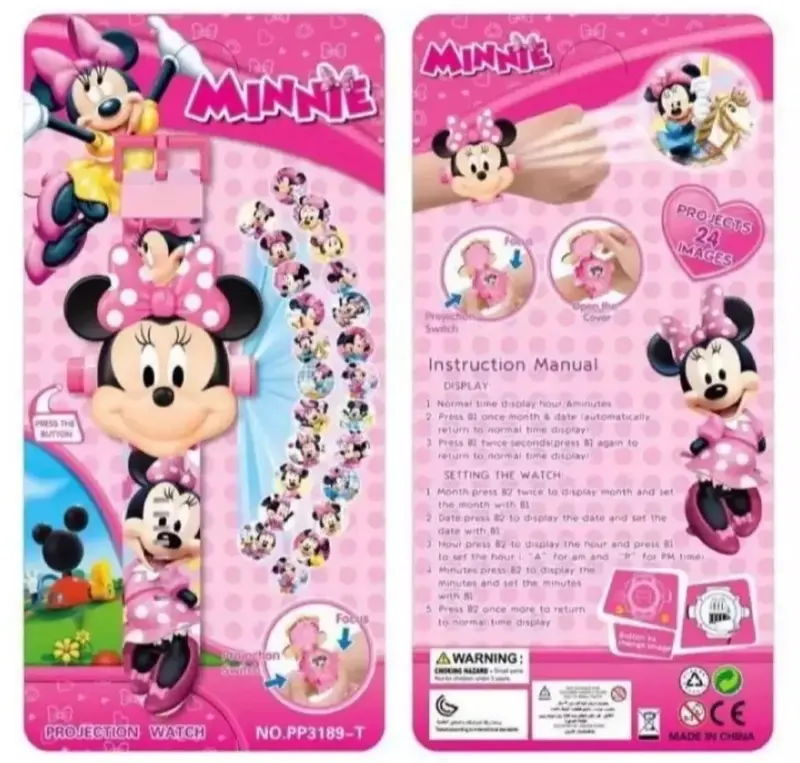 Minnie Mouse Proyektor 24 Gambar Jam Tangan Anak Perempuan Jam Tangan Fashion Anak-Anak Bayar di Tempat 1