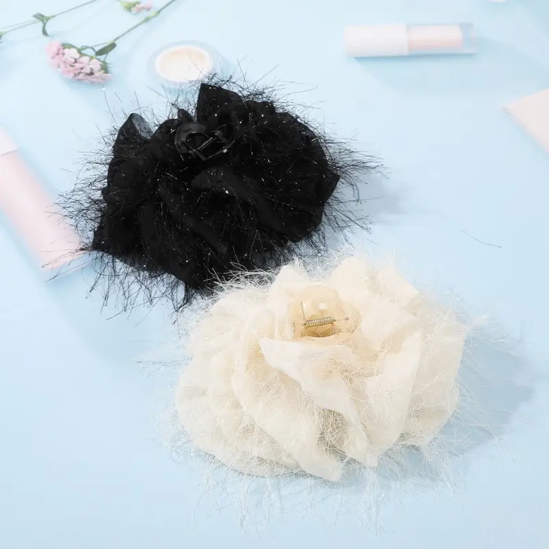 Kẹp Tóc Nơ Nhiều Lớp Lưới Vải, Kẹp Tóc Xoăn Sau Đầu Thời Trang, Phụ Kiện Tóc Thời Trang, 1 Cái 4