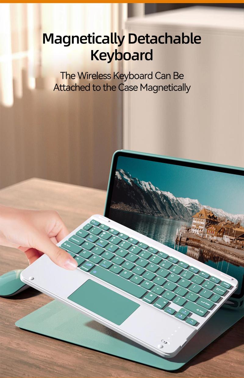 Product Introduction of Touch Keyboard Casing For Ipad Air 4th Air 5th 10.9 10th Pro 11 7th 8th Gen 10.2 5th 6th 9.7 Air3 Pro 10.5 Tablet Leather Case Magnetic Touch Keyboard Cover Accessories Protective Protection ipad  keyboard 13