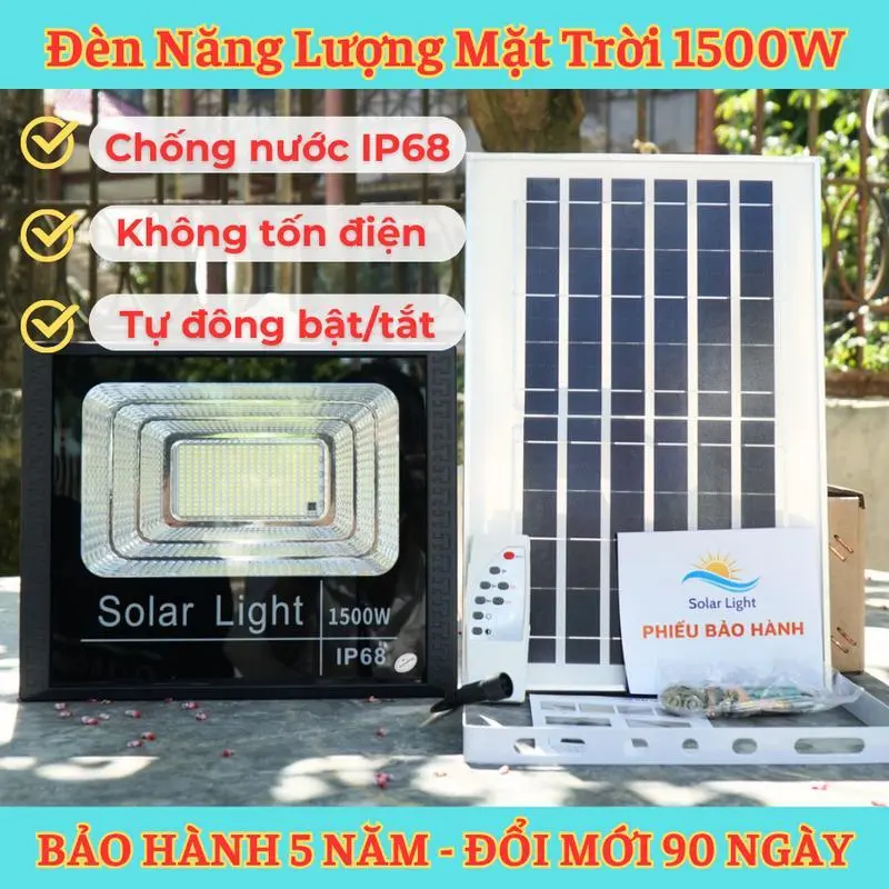 Đèn Pha Năng Lượng Mặt Trời 3000W - VỎ NHỰA , Chống nước IP69, Sáng 6-8 tiếng, Không sử dụng điện đèn 200k