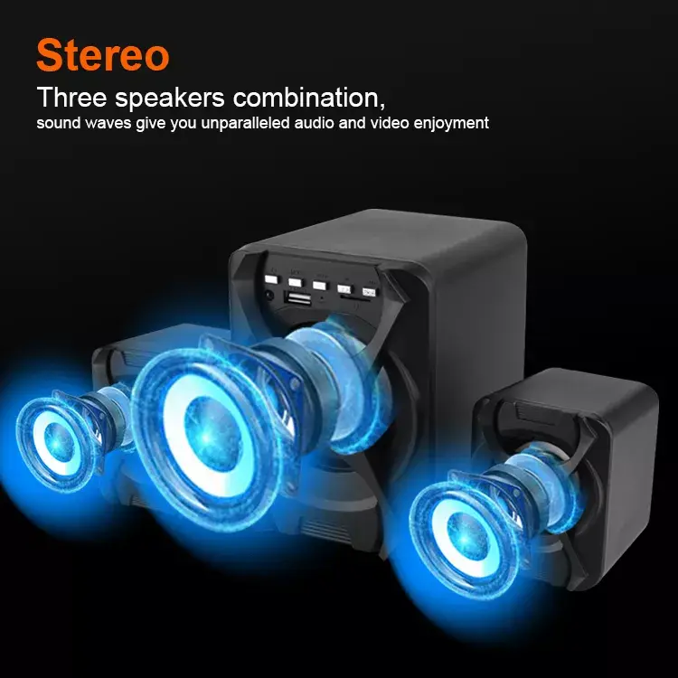 KISONLI Gaming Speaker 2.1 U-2500BT X-Audio With Remote Controlled Support BT, USB, TF Card & Radio subwoofer speakers Bass 3