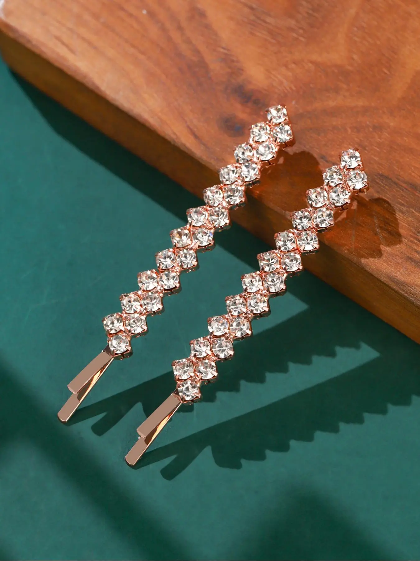 2pcs Plain Rhinestones Decor Hair Clip, Barrettes