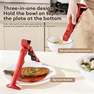 【hythm】Penjepit Anti Panas 3-in-1, Penjepit Silikon Anti Selip, Pembuka Botol Dapur, Penjepit Mangkuk Berinsulasi