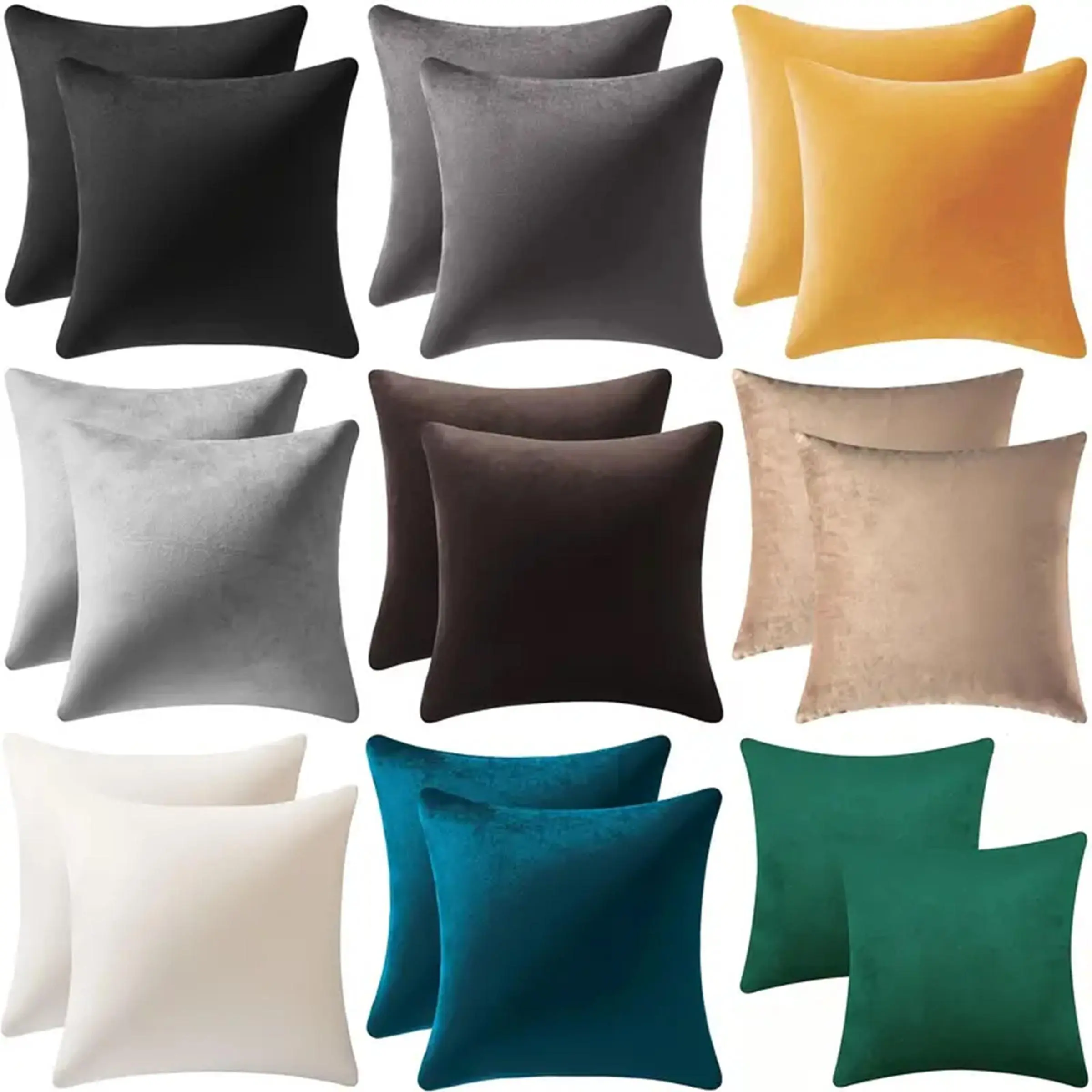 Solid Color Cushion Cover, 2 Counts Soft Comfortable Square Pillow Cover without Filler, Cushion Protector for Home Living Room Bedroom Hotel Dormitory