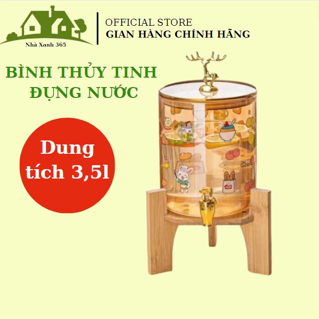  Bình đựng nước thủy tinh chịu nhiệt có vòi dung tích 3,5l 