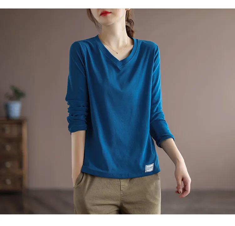 Product Introduction of Áo Phông Cho Phụ Nữ Trung Niên Và Cao Tuổi, Cổ Chữ V, Áo Sơ Mi Dài Tay, Cỡ Lớn, Dáng Rộng Vừa Vặn, In Hình, Áo Chui Đầu, Áo Phông Ngoại Cỡ Women Shirt 10