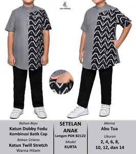 Setelan Celana Koko Kurta Anak Usia 3~13 Tahun Lengan Pendek Bahan Katun B2122