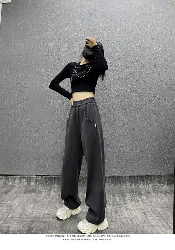 Product Introduction of Sweatpants Banana Pants Women's Autumn and Winter New High Waist Drooping Loose Slimming Casual Straight-Leg Sports Wide-Leg Pants 5