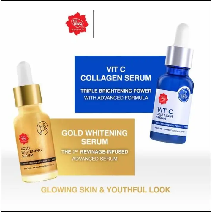 VIVA GOLD SERUM WHITENING VITAMIN C COLLAGEN WITH TRIPLLE BRIGHTENING POWER 2% I 4% NIACINAMIDE AND COLLAGEN - 20ML 0