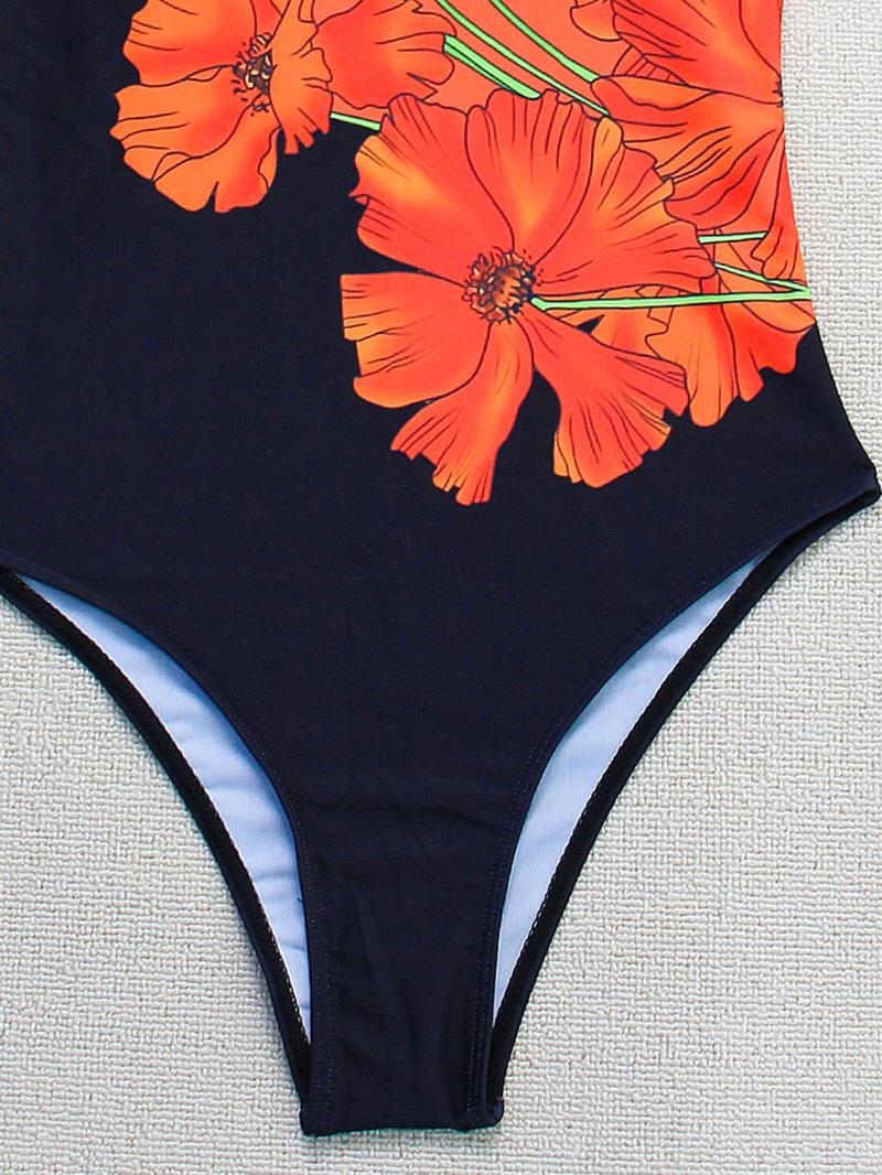 Product Introduction of Women's Floral Print One-Piece Swimsuit, High Stretch Casual Comfy U Neck Sleeveless Swimwear for Beach Holiday Vacation, Ladies Swimsuit for All Seasons 8