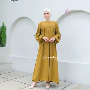 Yayoe Hijab Irina Dress Crinckle Wanita Ironless Polos Airflow Balon Muslim Panjang Variasi Crinkle