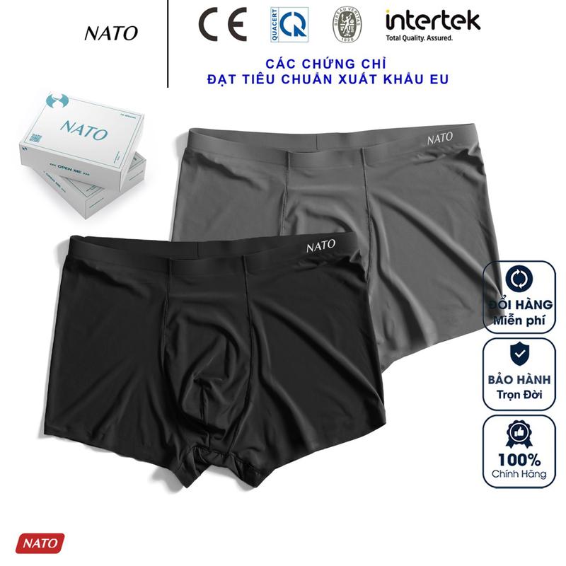 Quần Lót Boxer Nam Boxx Vải Lụa Băng Tự Nhiên Thun Lạnh Cao Cấp Màu Đen Xám Trơn Mát Thoáng Co Giãn Xì Lip Sì NATO Sịp Quần Boxer
