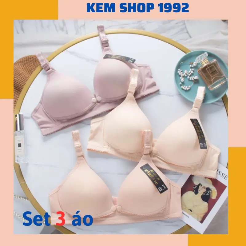 Combo 3 Áo ᵰgực bầu con bú sau sinh chất lụa tằm mềm mát không gọng có cúc bấm phía trước cho bé ti 235