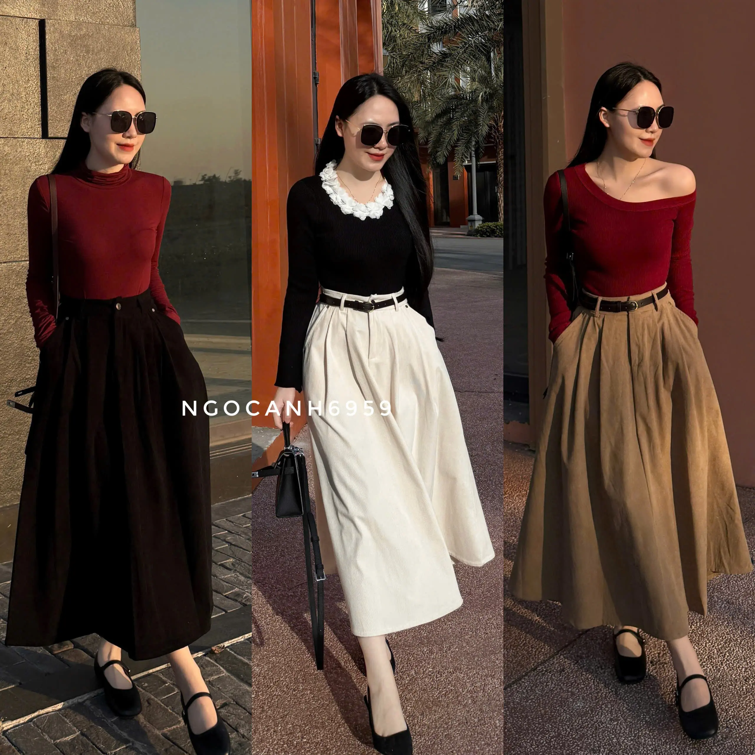 Ngocanh6959  CV960 Chân váy kèm belt dáng dài