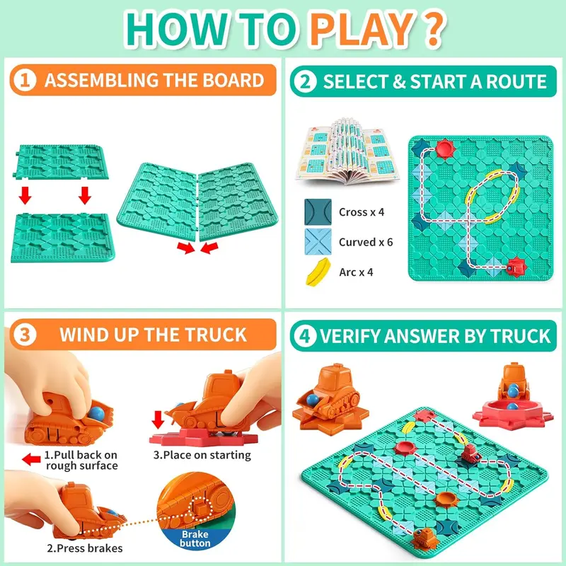burgkidz Kids Toys STEM Board Games - Smart Logical Road Builder 56 x 56CM Big Board Maze Puzzle Games with Marbles For Multiplayer & Family, Educational Birthday Gifts for Boys Girls 4-8 Years 1