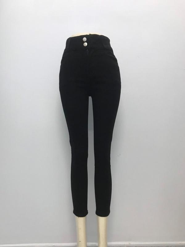 Quần Jean Nữ AKJ L26 Lỡ 2 Nút Màu Đen Cotton Co Giãn (38-72kg) Women Jean 4