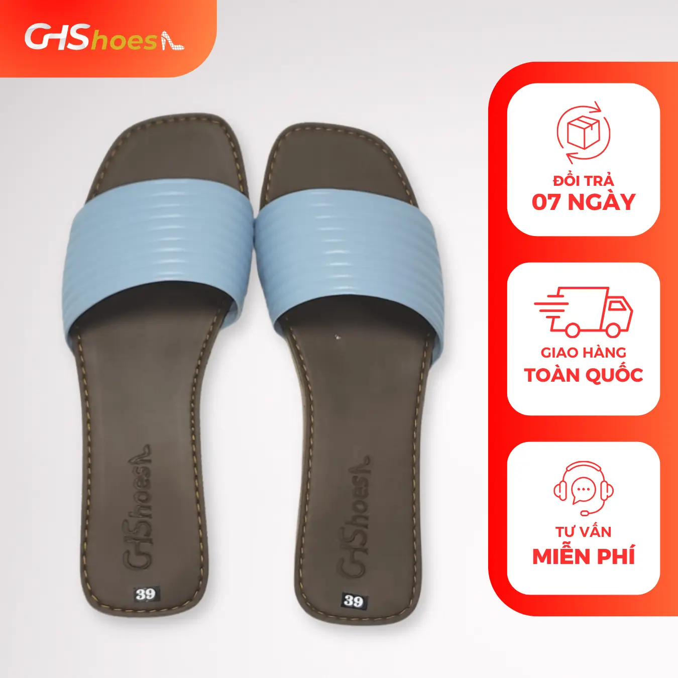 GHShoes VD17 - Dép nữ đế bệt bản kẽ ngang  Trong nhà Ngoài trời Mùa hè Mùa đông Mắt cá chân DéP GiàY Jean Quai Ngang dép  nữ thấp Đế Bằng \hiệu ngẫu nhiên\