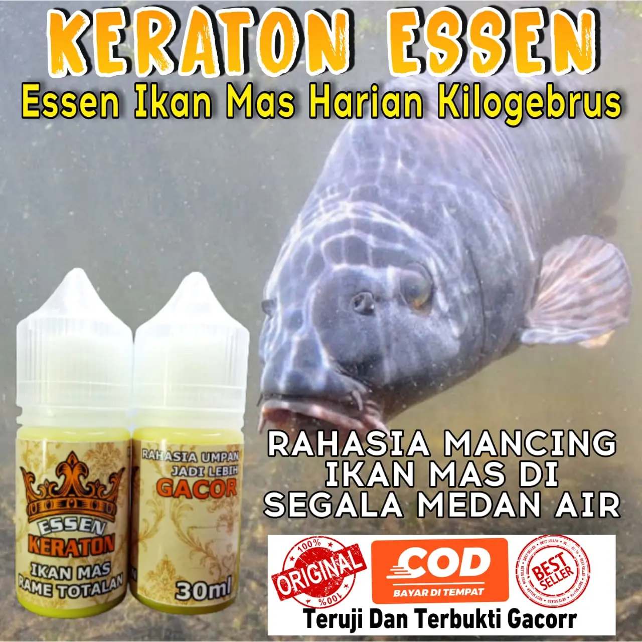 Essen Kraton Khusus Ikan Mas Kilogebrus Rame Totalan Original 30 ml