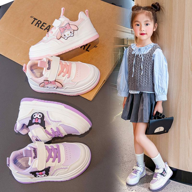 Giày Thể Thao Kuromi Melody Cho Bé Gái 3-10 Tuổi Giày Lười Trẻ Em Gái Giày Bé Gái Đi Học Đi Chơi Giày Công Chúa Da Pu Mềm Kèm Tag