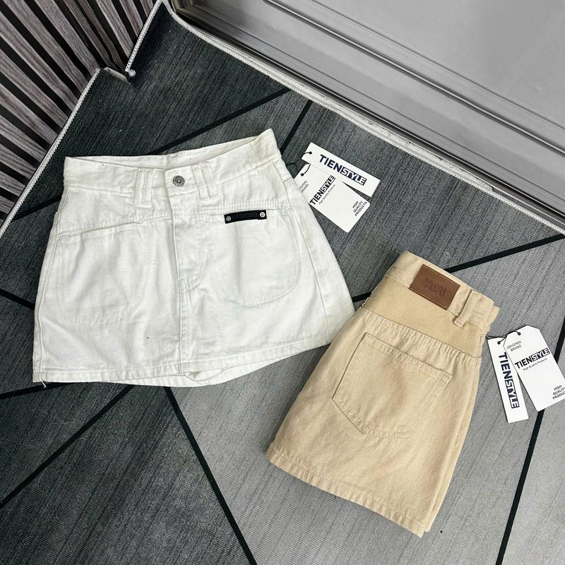 TIENSTYLE - Chân Váy Jean Trơn Mạc Da Túi Tròn Form A Có Lót Dáng Ngắn Không Giãn Size Đại Cotton Chân Váy A Dáng Ngắn Bigsize Đồ Noel Bigsize Nữ Quần Áo Tết Nữ
