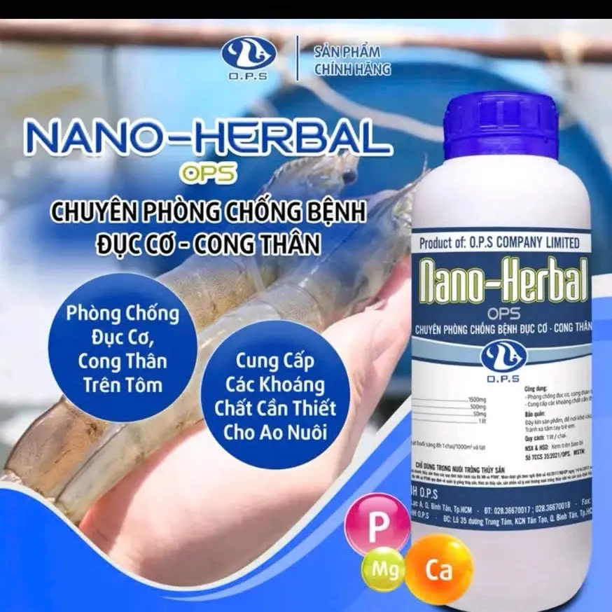 (Mua 3 +1, 5+2) Nano Herbal 1 lít- hỗ trợ phòng bệnh đục cơ công thân trên tôm cung cấp khoáng chất cần thiết