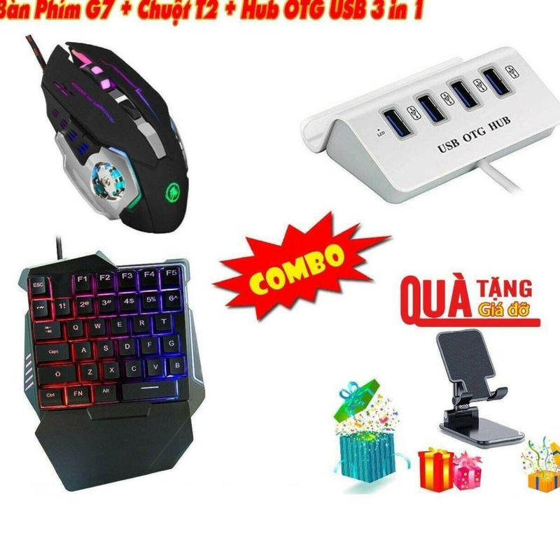 Combo Bàn phím bán cơ G7 +Hub OTG và Chuột T2 hỗ trợ chơi các tựa game Roblox Minecraft Tặng kèm giá đỡ điện thoại chuột 