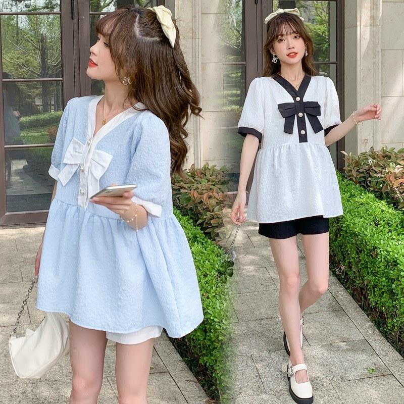 Áo Nơ Mặc Bầu Và Sau Sinh Free Size 40-70kg