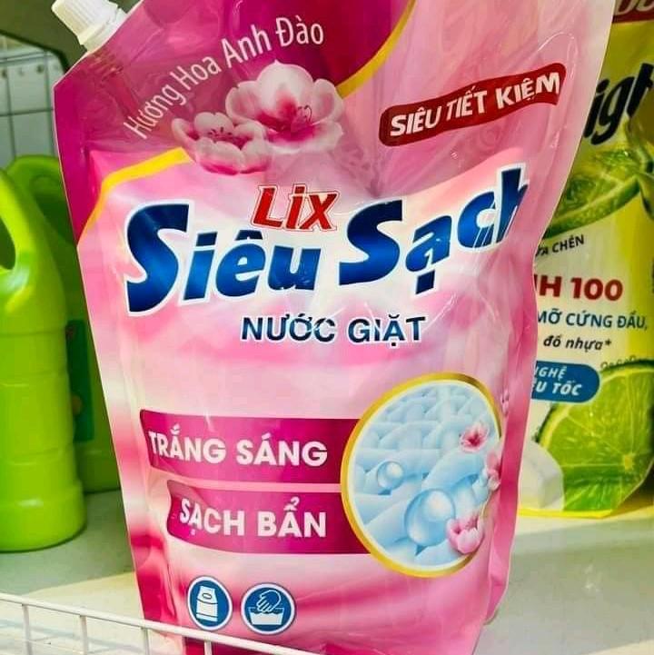 Nước giặt Lix hương Hoa Anh Đào (túi 2.4kg)  Làm Sạch Cho Bé 0