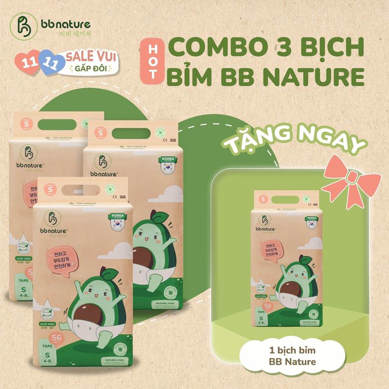   MUA 3 TẶNG 1  Combo 3 Bịch bỉm BB Nature Cho Bé 