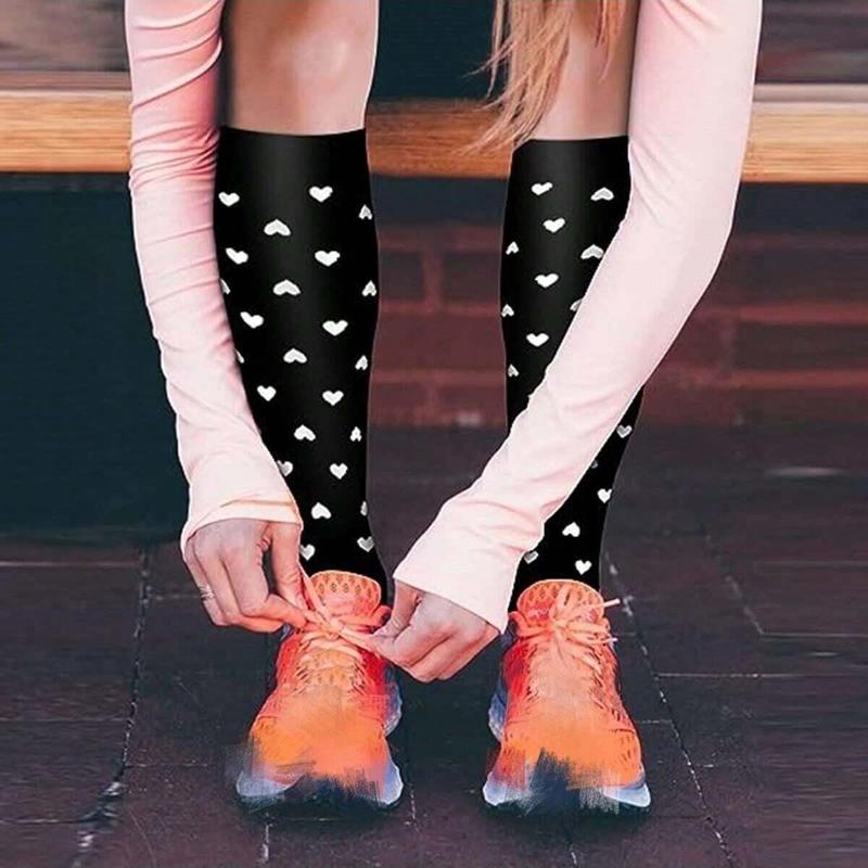 6-pair Set Knee-high Athletic Socks - Striped and Heart Pattern Design, Comfortable and Breathable, Essential for Running and Fitness, Suitable for Daily Wear and Sports, Perfect Gift for Fitness Enthusiasts 3