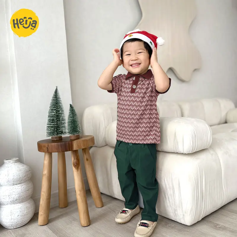TETRIS SHIRT | POLO SHIRT ANAK motif Rajut - Kaos Polo Knit Kerah Anak Warna Polos Unisex Couple Pria Ayah | HEIJA 5
