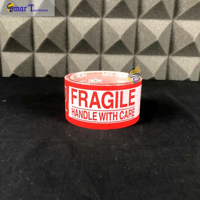 Lakban Fragile / Label Fragile Murah 48mm x 50yard/100yard Merk Hoki murah poll 3