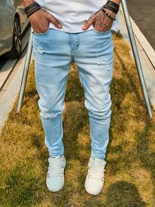 Men's Ripped Design Slim-fitting Jeans, Casual Comfy Denim Pants for Daily Wear, Fashion Men's Bottoms for All Seasons, Cotton, Menswear