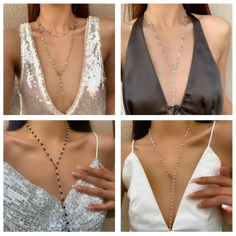Vòng Cổ Zircon, Sang Trọng Và Nhiều Màu Sắc, Dành Cho Phụ Nữ, Kim Cương Giả Sáng Bóng, Tua Rua Dài, Phong Cách Bohemian, Hàng Mới Về, L3K1 1