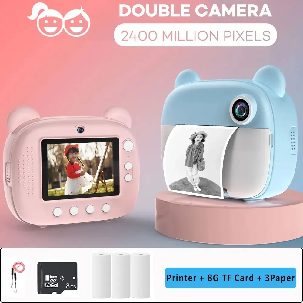 Children Print Camera with 32GB TF Card Thermal Printer Kid Digital Photo Camera Toy Child Camera Birthday Gift