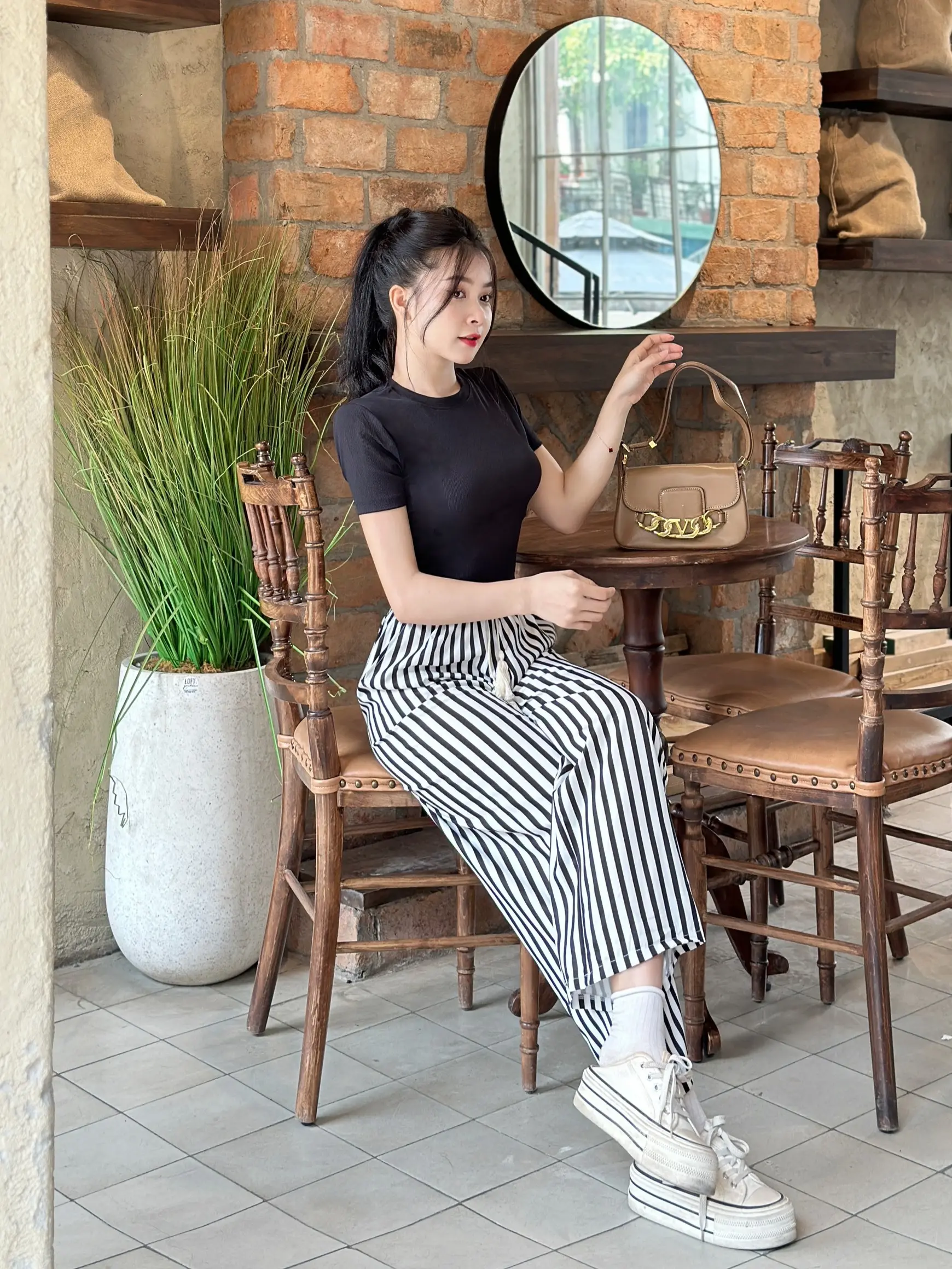 B-18 Bộ quần Sọc áo cổ tròn crotop cổ tròn siêu xinh