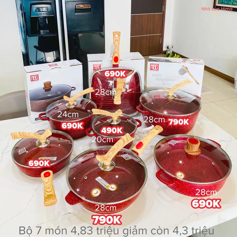 Nồi Chảo MGC Chính Hãng - Chống Dính Đá Maifan - Màu Đỏ Mọi Loại Bếp