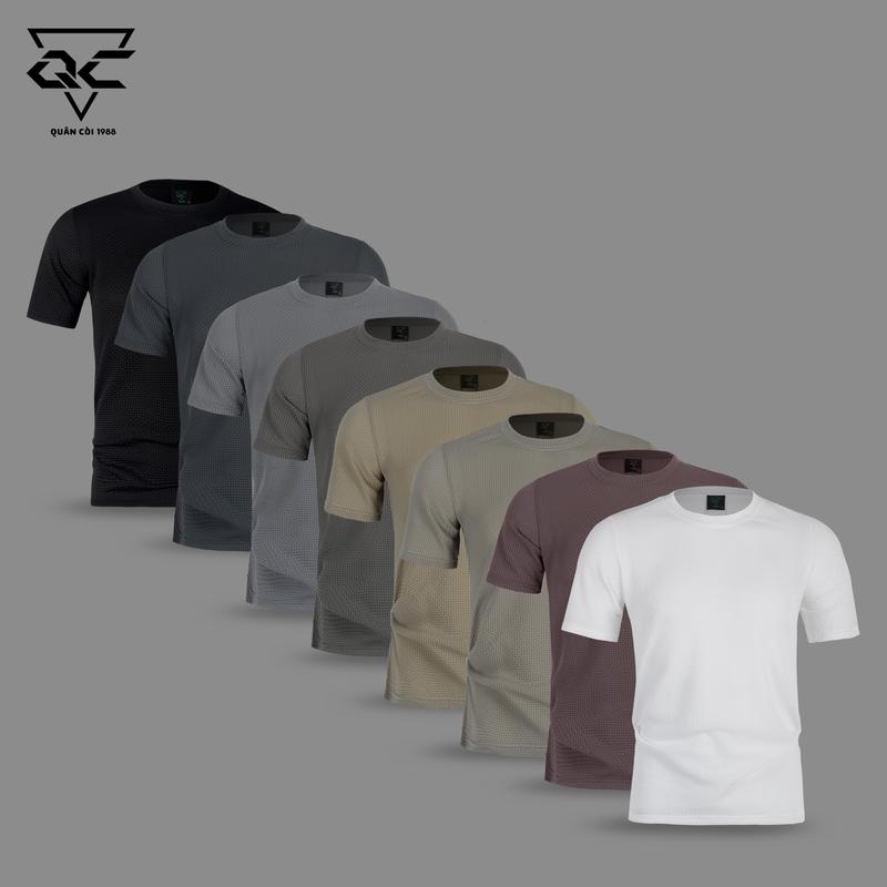 xả kho Áo thun cộc tay Nam ,Nữ At: 281 ( Quân còi 1988 ) chất vải cotton lạnh  dệt gân  thoáng mát  Menswear Trắng Cổ Tròn