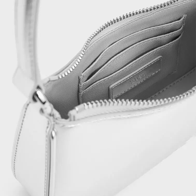 [MỞ BÁN] Túi kẹp nách SARA Bag sz 22cm chất da Microfiber 2 màu đen và bạc - HER & HERS Nữ Kem 5