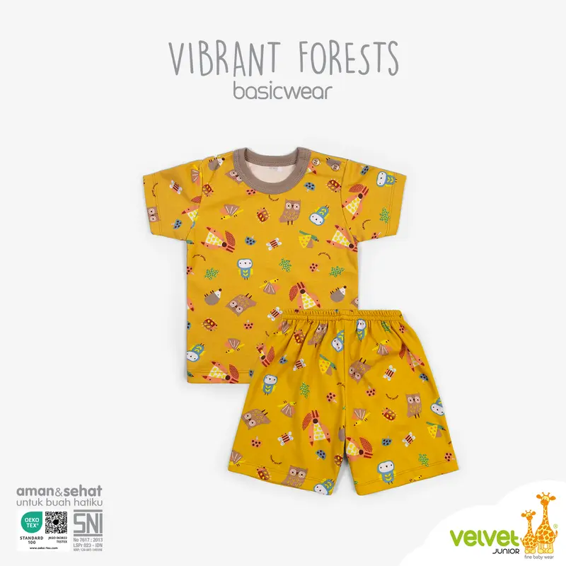 Velvet Junior Baju Anak Setelan Pendek Kancing Pundak Motif Terbaru Size M & L. 5