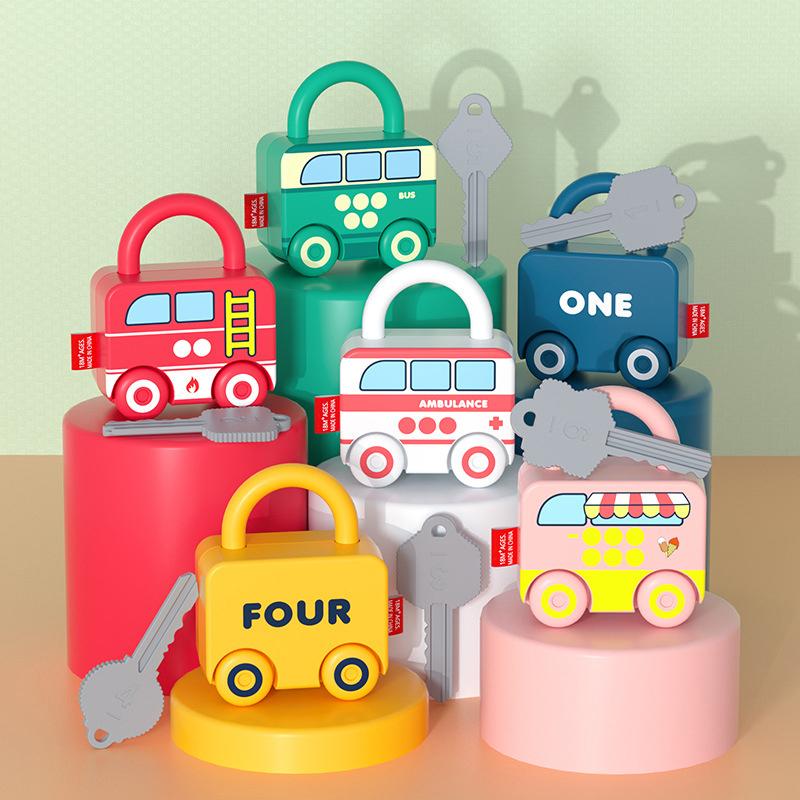 Key Locktoy Baby Learning Lock with Key Car Games Montessori Educational Toy Number ...