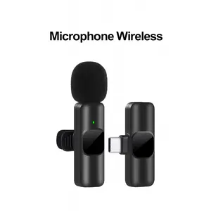 K8 Microphone Wireless Clip On Mic Mikrofon Nirkabel HP Vlogging Podcast Noise Reduction